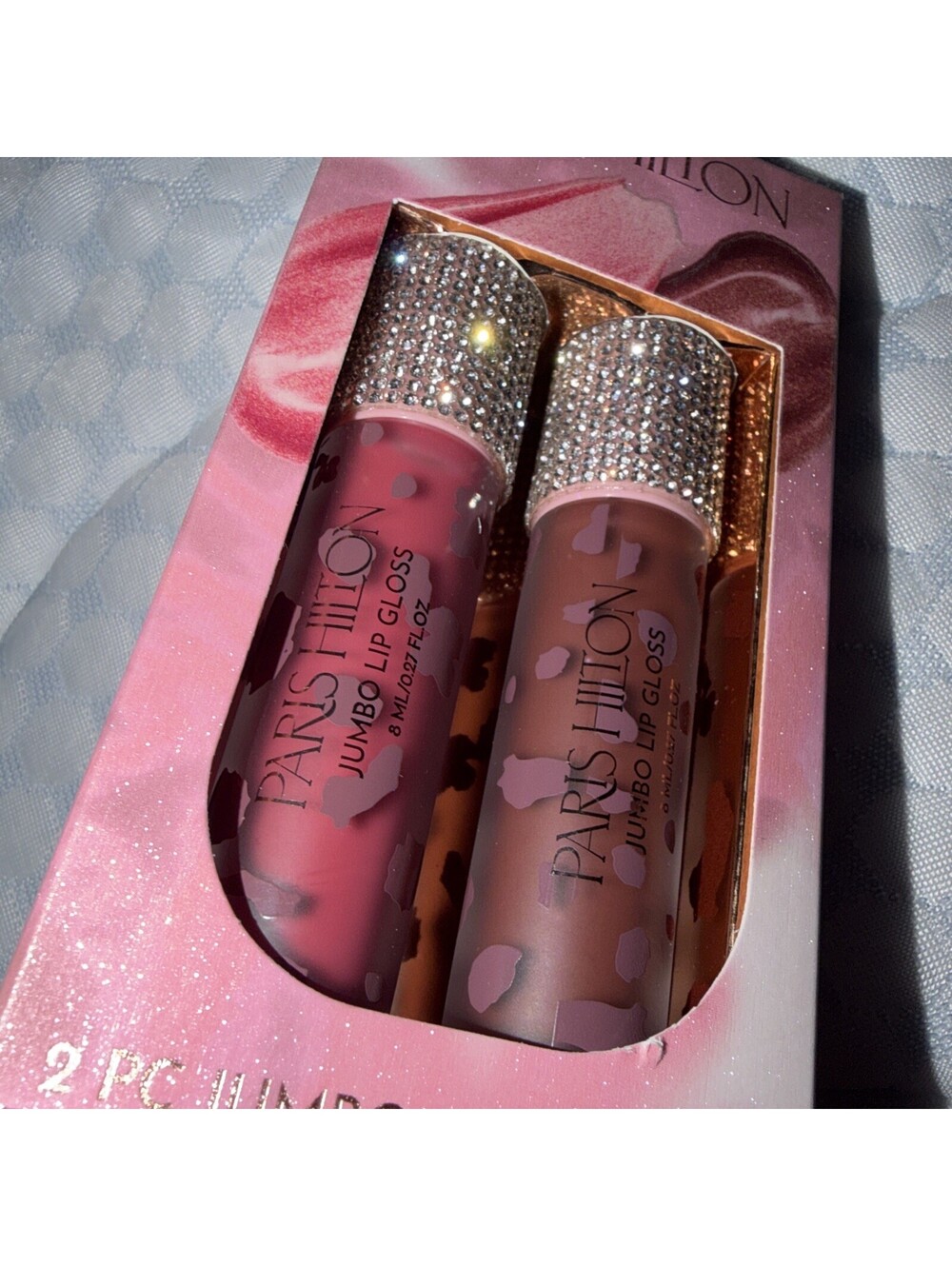 Paris Hilton Jumbo Lip Gloss 2 Pc Set Pink & Plum Glossy Shine 0.27 fl oz Each